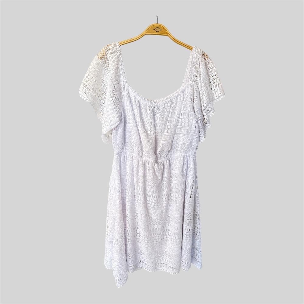 Lane Bryant White Off The shoulder Boho Beachy Dress Plus size 14/16